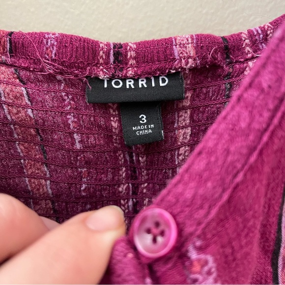 TORRID Berry Purple Stripe Baby Doll Tank Top size 3 - Picture 4 of 7